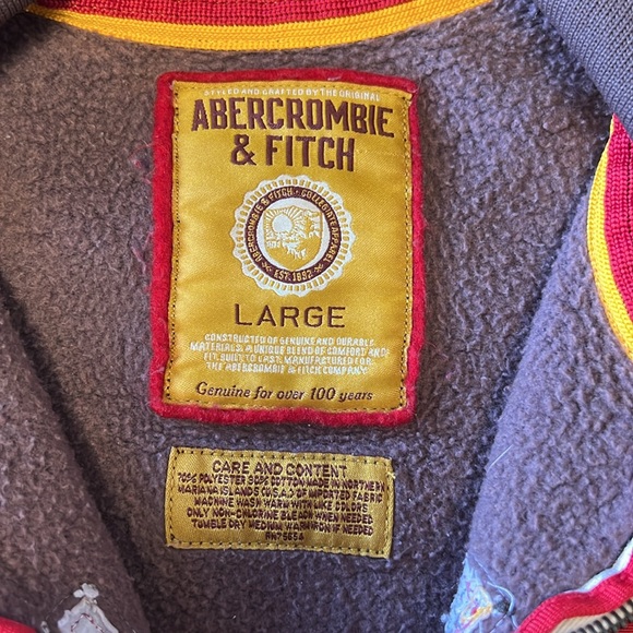Abercrombie & Fitch Vintage Quarter Zip Sweater. Size L. Brown, Yellow, & Red. - Picture 2 of 5